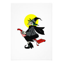 Witch riding red vacuum custom invites