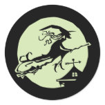 Witch Vane Moon Round Sticker