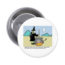 Witch With A Recipe Book Button