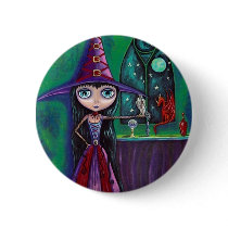 Witch With Falcon and Dragon Button