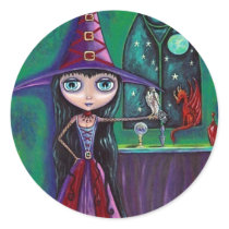 Witch With Falcon and Dragon Sticker