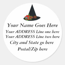 Witches Hat Address Labels (customizable) Round Stickers