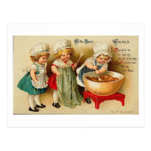 With Best Wishes Children Baking Card Post Card