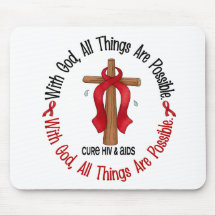 WITH GOD CROSS AIDS / HIV T-Shirts & Gifts Mouse Pad