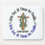 WITH GOD CROSS AUTISM T-Shirts & Gifts Mouse Pad
