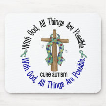 WITH GOD CROSS AUTISM T-Shirts & Gifts Mouse Pad