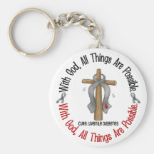 WITH GOD CROSS Juvenile Diabetes T-Shirts & Gifts Key Chains