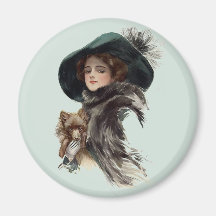 With Her Dog Fridge Magnet