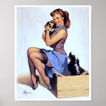 With Puppies Pin Up Print