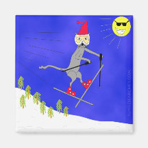 Witty Ski Kitty Gets Big Air Magnets