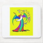 Wizard casting colourful magic spells with wand.