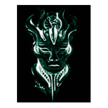 Wizard's glowing green face post card