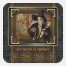 Wizards Magic Fantasy Illustration Bookplate Stickers