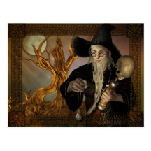 Wizards Magic Fantasy Illustration Postcard
