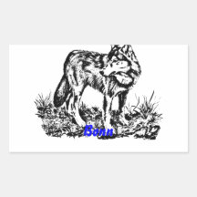 wolf.ai rechteckige aufkleber