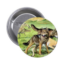 wolf and coyote pinback button