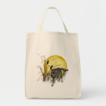Wolf and Full Moon Canvas Bag