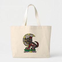 wolf and moon tote bags