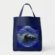 Wolf and the dreamcatcher tote bags