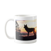 Wolf at Sunset Coffee Mugs
