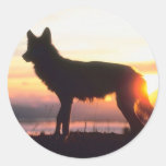 Wolf at Sunset Round Sticker