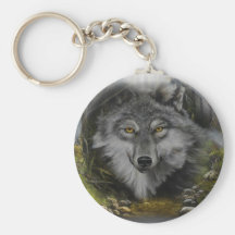 Wolf blending into River painting Key Chain