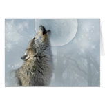 Wolf Blue Moon Greeting Card