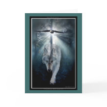Wolf & Eagle Animal Lover PEACE Greeting-card
