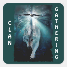WOLF & EAGLE Clan Gathering First Nations Wildlife Square Stickers