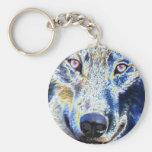 Wolf face colored keychains