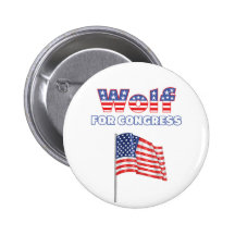 Wolf for Congress Patriotic American Flag Button