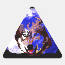 Wolf & Full Moon Triangle Sticker