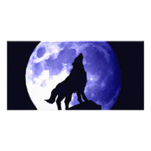 Wolf Howling at Moon Photo Card