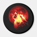 Wolf Howling at Red Night Magnets