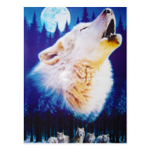 Wolf Howling at the Full Blue Moon Postcard