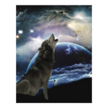 Wolf howling at the moon personalized letterhead