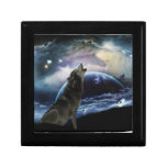 Wolf howling at the moon trinket box