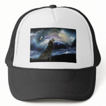 Wolf howling at the on hats