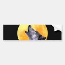 Wolf howls at the full moon bumper sticker