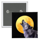 Wolf howls at the full moon buttons