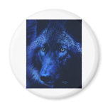 Wolf in moonlight (b) fridge magnets