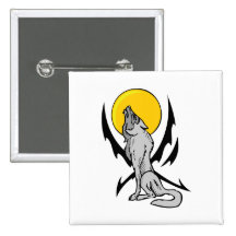 Wolf In The Wild Pinback Buttons