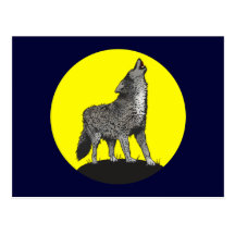 Wolf Mond moon Postkarte