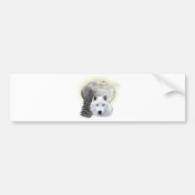 wolf moon art bumper sticker