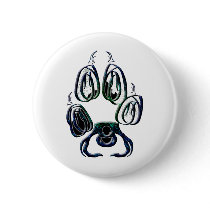 Wolf Paw Print Pinback Buttons