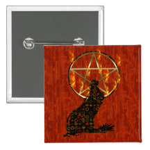 Wolf Pentagram Button