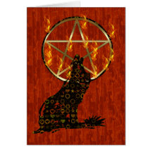 Wolf Pentagram Card