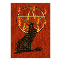 Wolf Pentagram Personalized Announcements