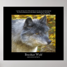 Wolf Portrait & Wolf Poem Wildlife Art Poster