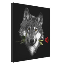Wolf Rose Stretched Canvas Print